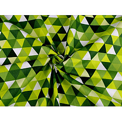 Material bumbac imprimat, triunghiuri, la metru - verde deschis