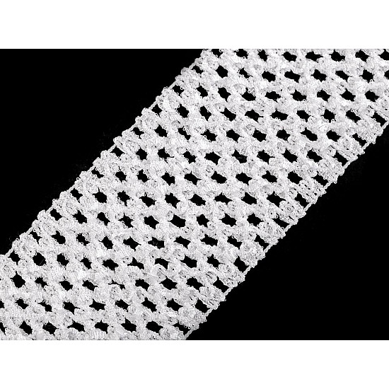Bandă elastica croșetată TUTU la metru, lățime 7 cm - alb