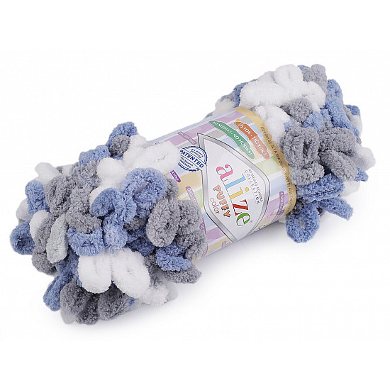 Fir de tricotat Alize Puffy color, 100 g, bleu pal