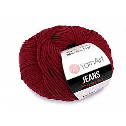 Fir de tricotat Gina / Jeans, 50 g - bordo