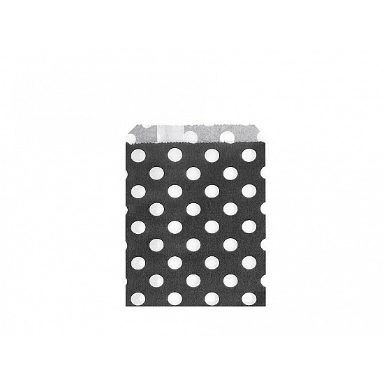 Pungi hârtie mici, 10x14 cm (pachet 100 Buc.) - alb-negru - buline