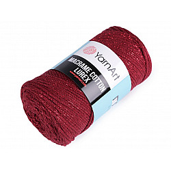 Fir de tricotat / croșetat Macrame Cotton cu lurex, 250 g - bordo deschis